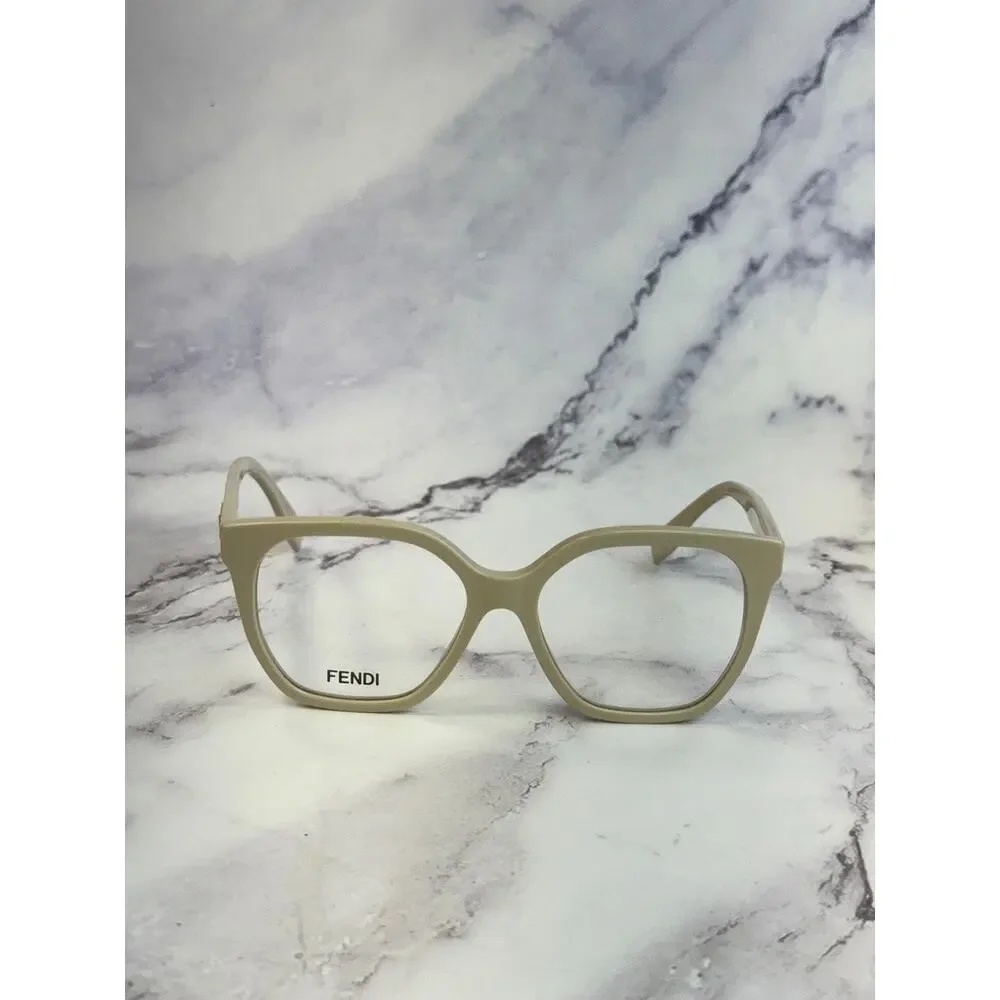 NEW Fendi FE50087I Bone White Oversized Square Eyeglasses Frames